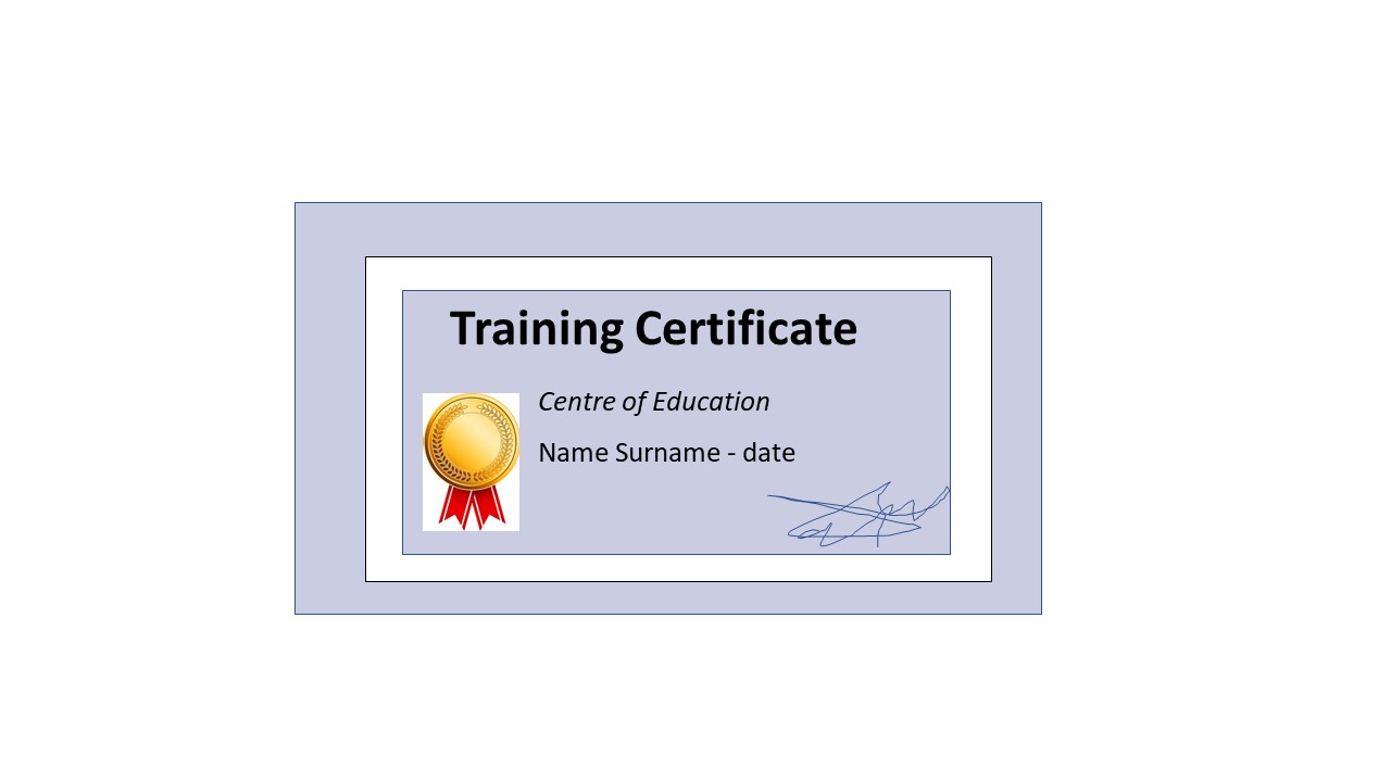 Certificate for training